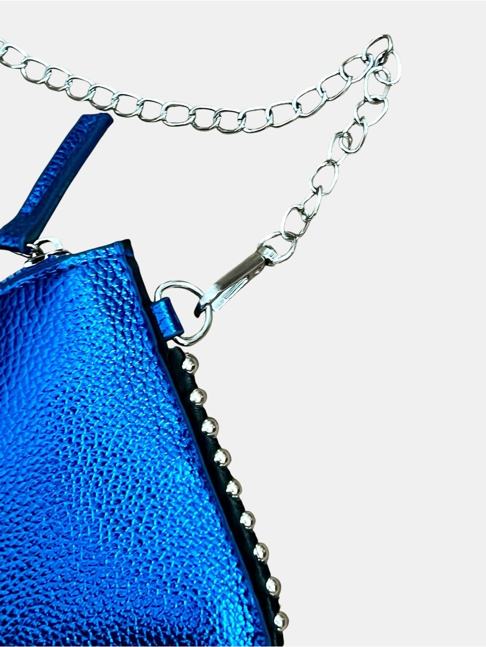 Color-Block Metallic Rainbow Crossbody Bag with Silver Chain Strap - Picture 7 of 9